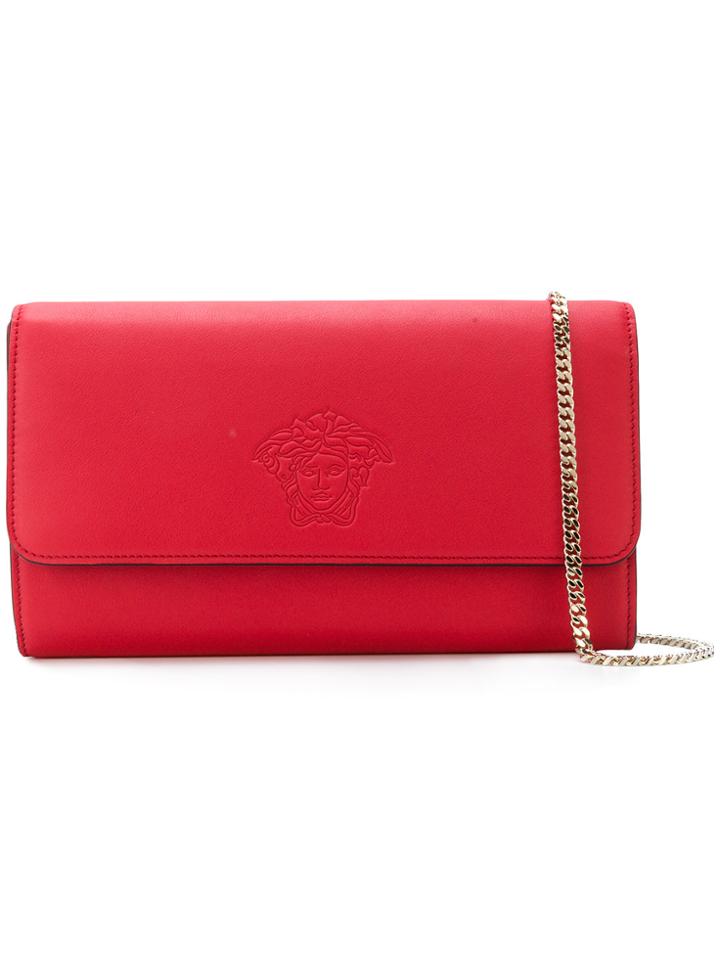 Versace Embossed Medusa Clutch - Red