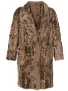 Liska - Button Up Fur Coat - Women - Silk/lamb Fur - M, Brown, Silk/lamb Fur