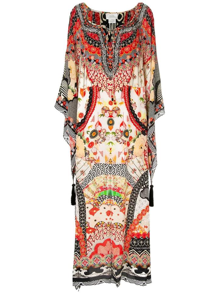 Camilla Floral Print Kaftan Dress - Red