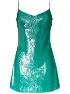 Natasha Zinko Sequinned Spaghetti Strap Mini Dress - Green
