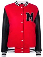 Manokhi Varsity Jacket, Women's, Size: Small, Red, Silk/calf Leather/wool