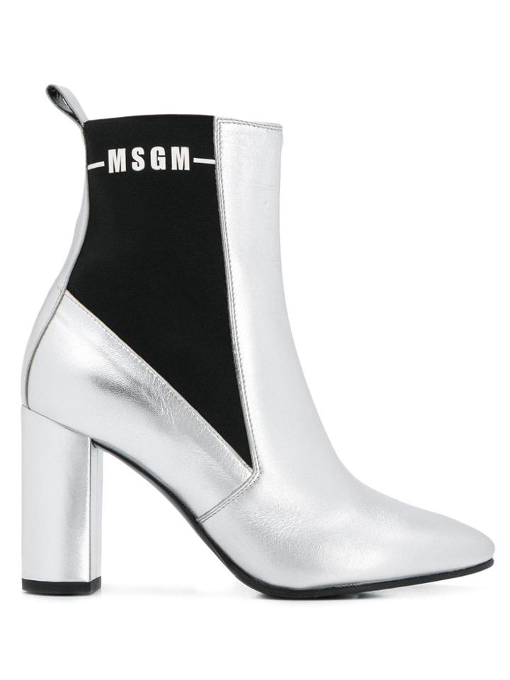 Msgm Essential Logo Boots - Metallic
