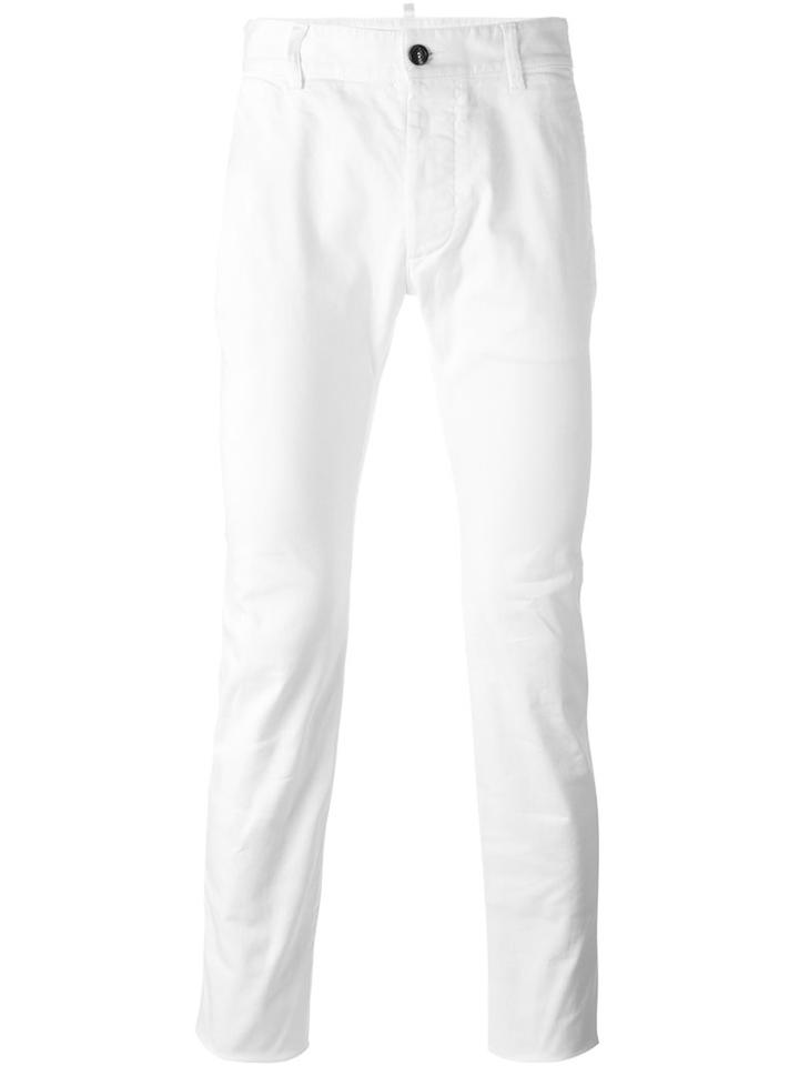 Dsquared2 Straight Leg Trousers, Men's, Size: 50, White, Cotton/spandex/elastane