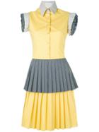 Daizy Shely Ruffle Sleeve Pleated Dress, Women's, Size: 44, Yellow/orange, Cotton/polyamide/spandex/elastane