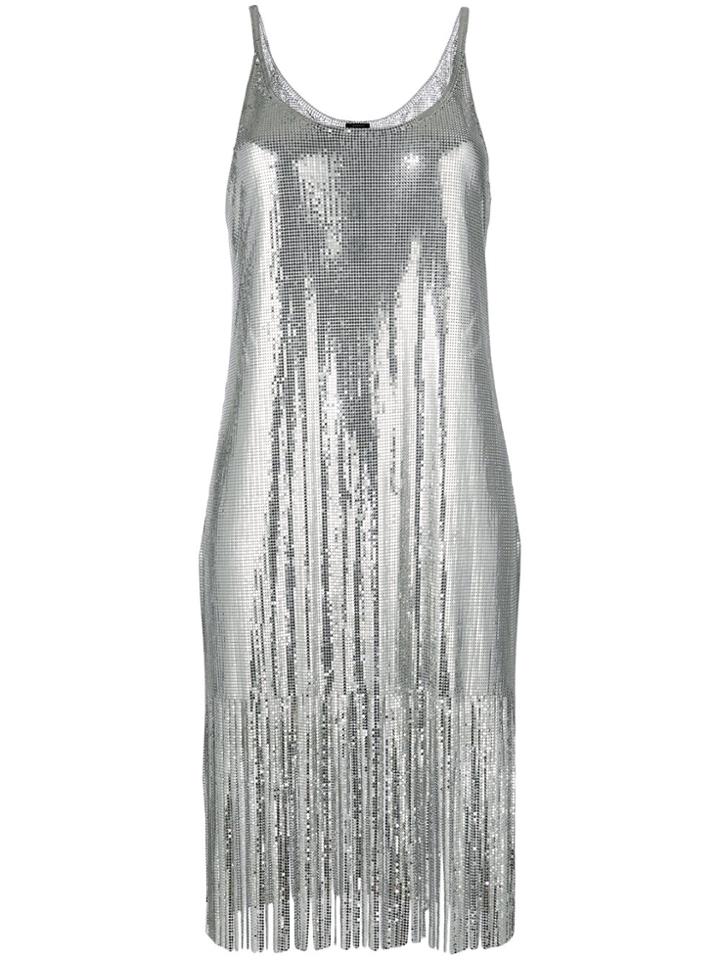Paco Rabanne Fringe Hem Shift Dress - Metallic