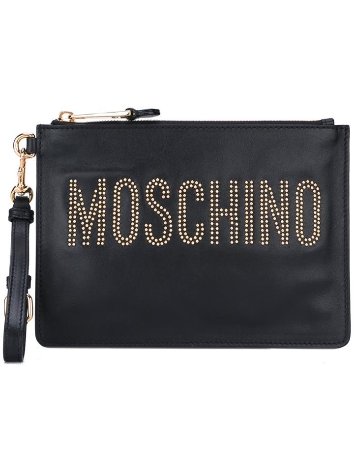 Moschino Logo Clutch, Women's, Black