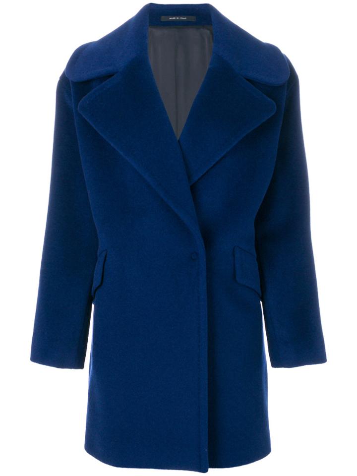 Tagliatore Concealed Fastening Midi Coat - Blue