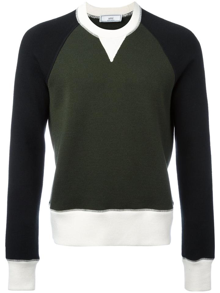 Ami Alexandre Mattiussi - Crew Neck Jumper With Raglan Sleeves - Men - Acrylic/wool - Xxl, Green, Acrylic/wool