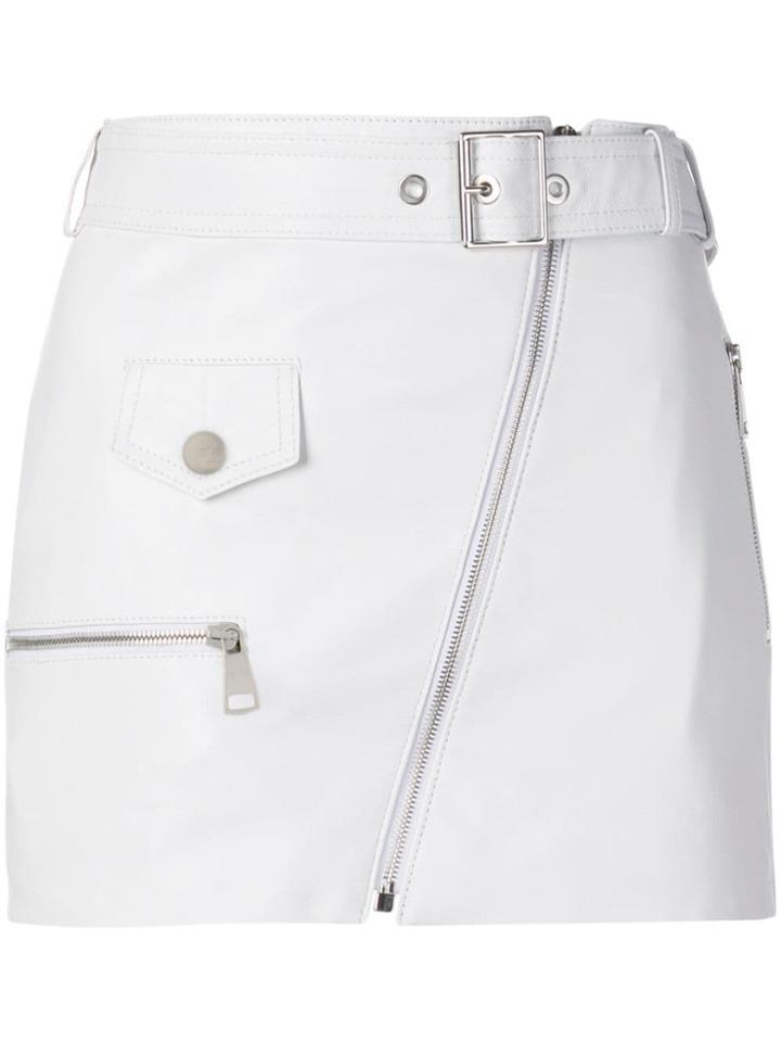 Manokhi Zipped Leather Skirt - White