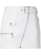 Manokhi Zipped Leather Skirt - White