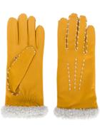 Agnelle Stitch Detail Gloves - Yellow & Orange