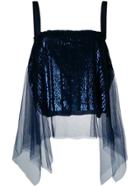 Aviù Tulle-panelled Sequinned Top - Blue