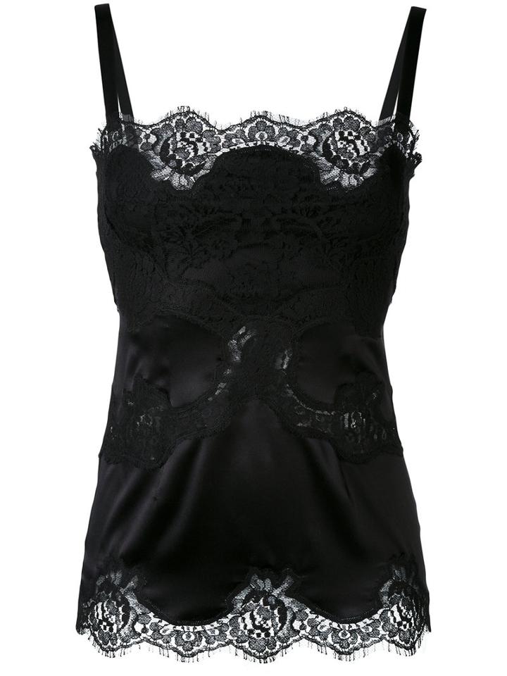 Dolce & Gabbana Underwear - Lace Insert Camisole - Women - Silk/cotton/nylon - L, Black, Silk/cotton/nylon