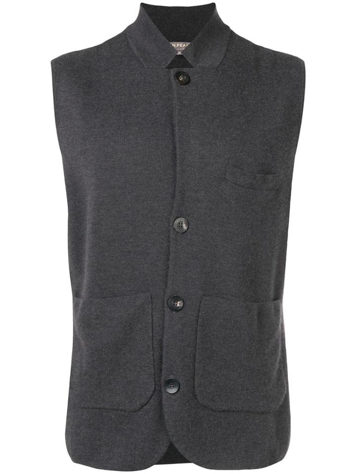 N.peal Fine Gauge Milano Collared Waistcoat - Grey