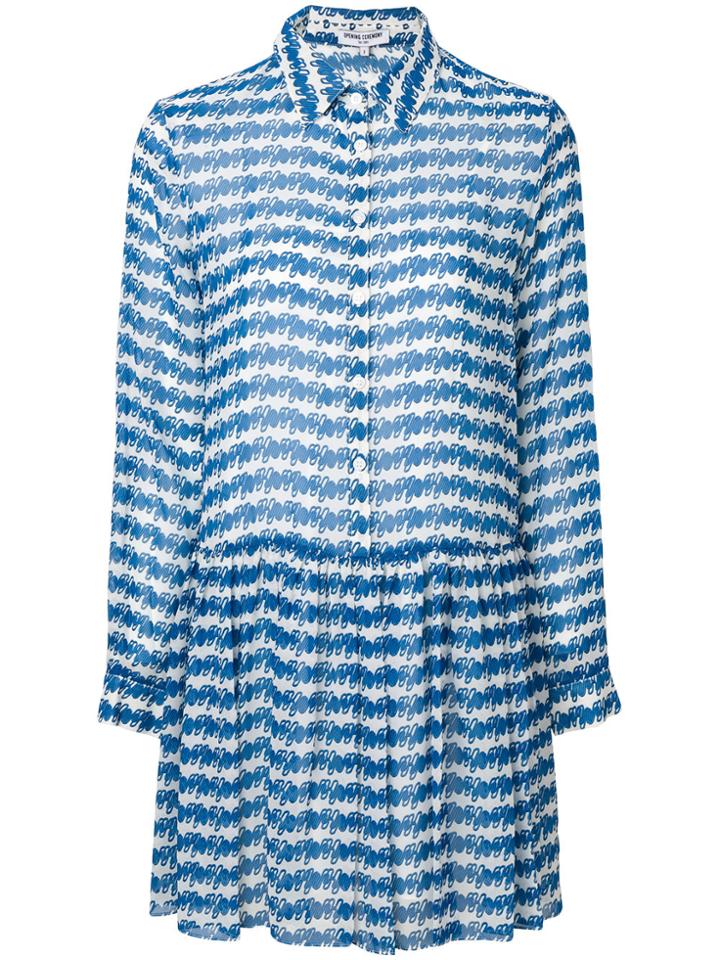 Opening Ceremony Striped Shirt Dress - Blue