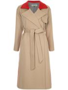 Han Ahn Soon Contrast Panel Belted Coat - Brown