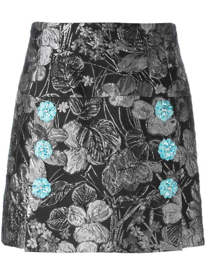 Dolce & Gabbana Metallic Jacquard Skirt, Women's, Size: 40, Black, Acetate/polyester/polyamide/spandex/elastane
