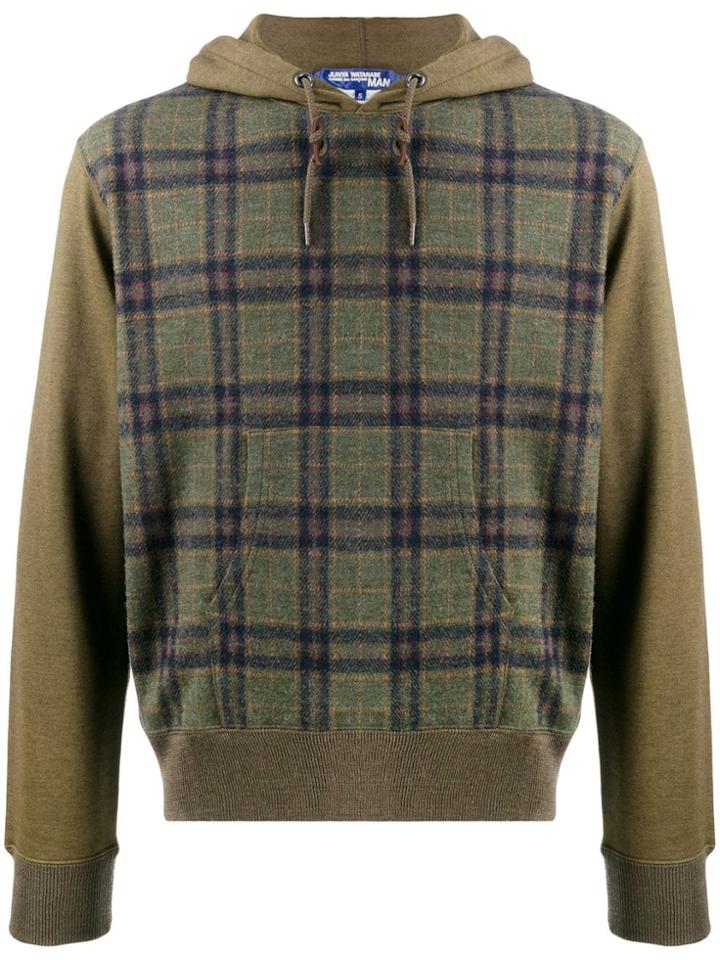 Junya Watanabe Man Check Colour Block Hoodie - Green