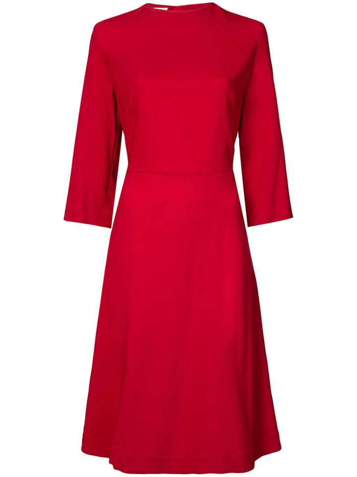 Mansur Gavriel Three Quarter Sleeves Dress - Red