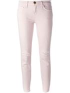 Current/elliott Ripped Knee Skinny Jeans, Women's, Size: 28, Pink/purple, Cotton/spandex/elastane