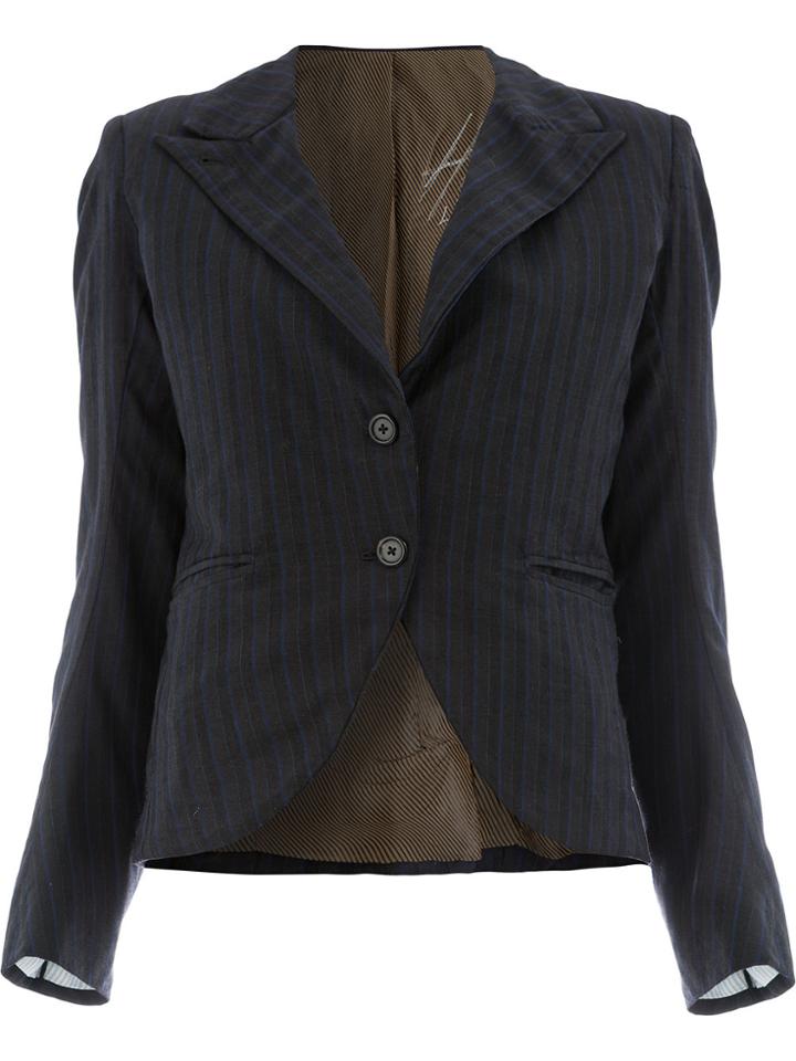 Geoffrey B. Small Pinstripe Fitted Jacket - Black