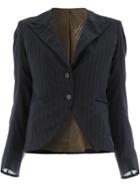 Geoffrey B. Small Pinstripe Fitted Jacket - Black