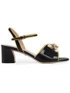 Gucci Leather Mid-heel Sandal With Bee - Black