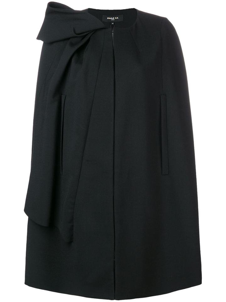 Paule Ka Pleated Shoulder Cape - Black