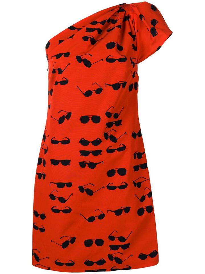Victoria Victoria Beckham Glasses One-shoulder Mini Dress - Red