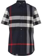 Burberry Checked Shortsleeved Shirt - Blue