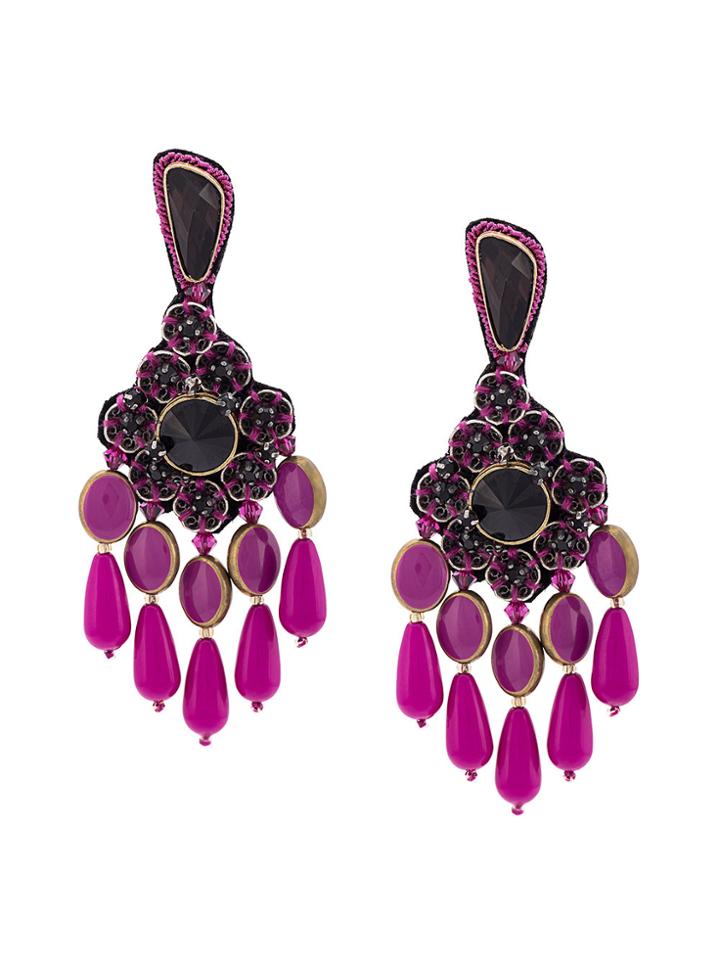 Etro Floral Drop Earrings - Pink & Purple