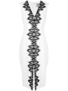Lela Rose Colour Block Lace Sheath Dress - White