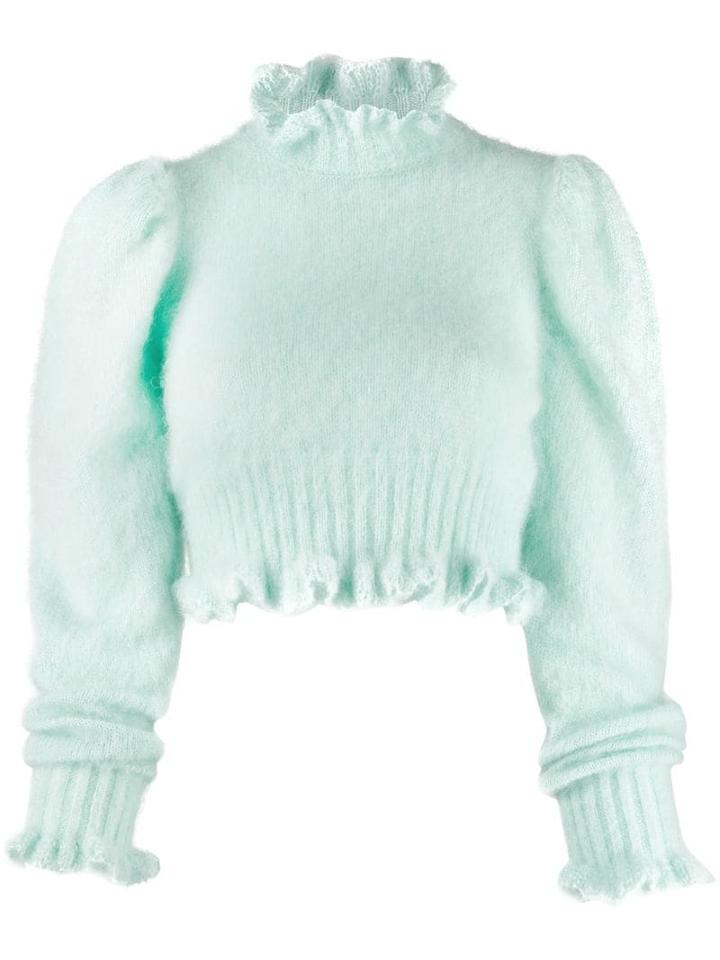 Wandering Cropped Long-sleeve Top - Blue