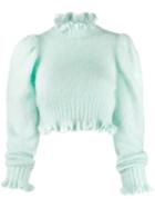 Wandering Cropped Long-sleeve Top - Blue