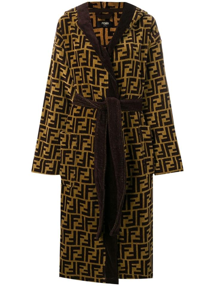 Fendi Ff Hooded Bathrobe - Neutrals