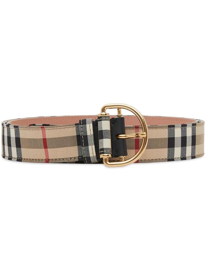 Burberry Vintage Check Cotton Blend D-ring Belt - Neutrals