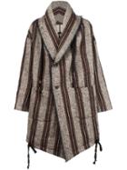 Uma Wang Striped Coat, Men's, Size: Medium, Brown, Polyamide/mohair/wool/alpaca
