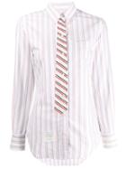 Thom Browne Trompe L'oeil Bow Tie Tricolour Shirt - White