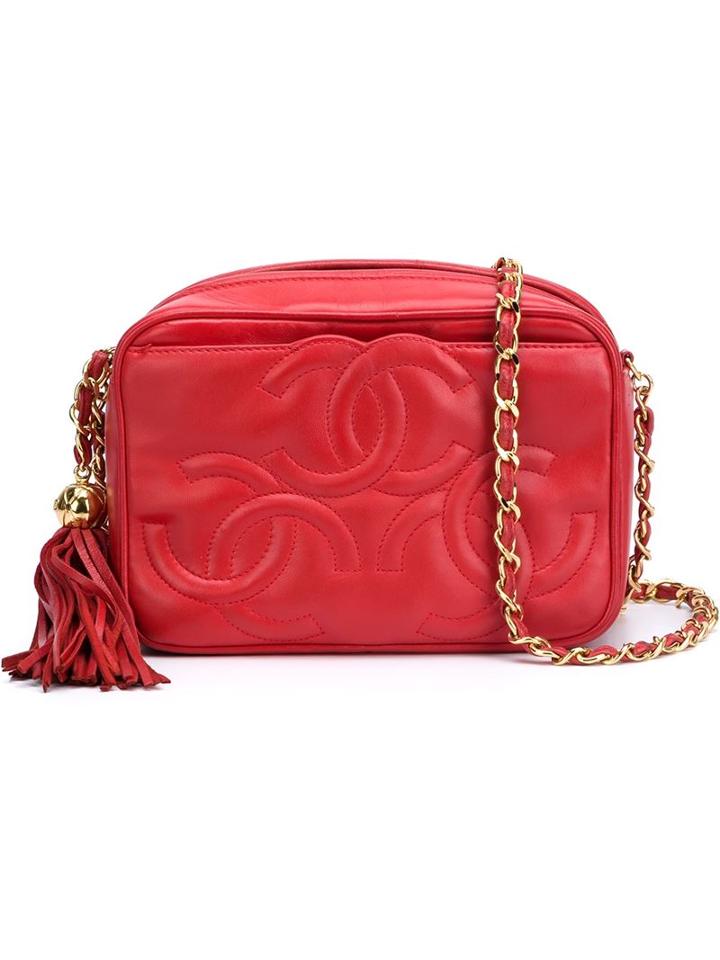 Chanel Vintage Three Cc Logo Camera Crossbody Bag