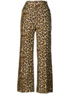 Alberto Biani Leopard Print Cropped Trousers - Brown