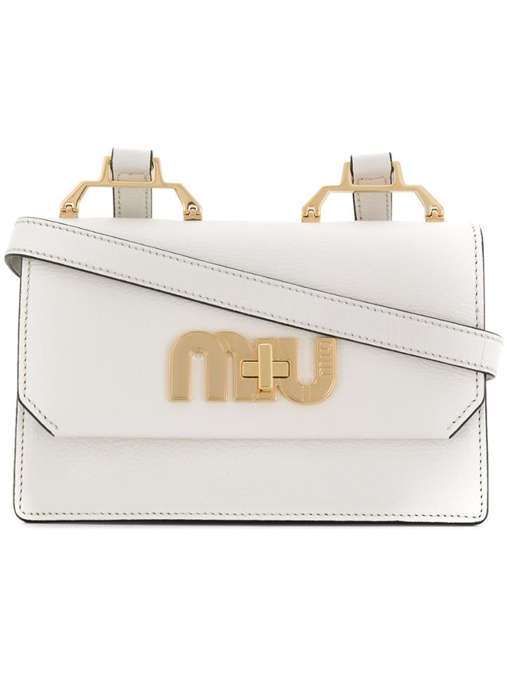 Miu Miu Logo Shoulder Bag - White