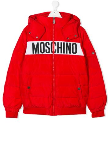 Moschino Kids Teen Logo-print Padded Jacket - Red