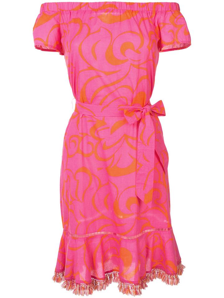 Trina Turk - Belted Dress - Women - Cotton - L, Pink/purple, Cotton