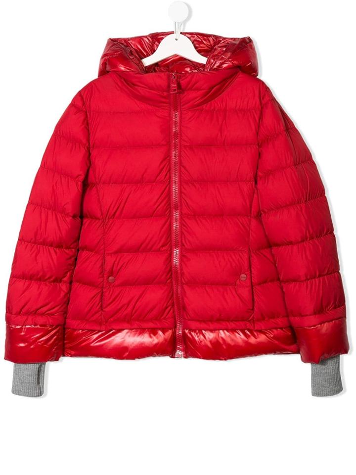Herno Kids Teen Hooded Down Jacket - Red