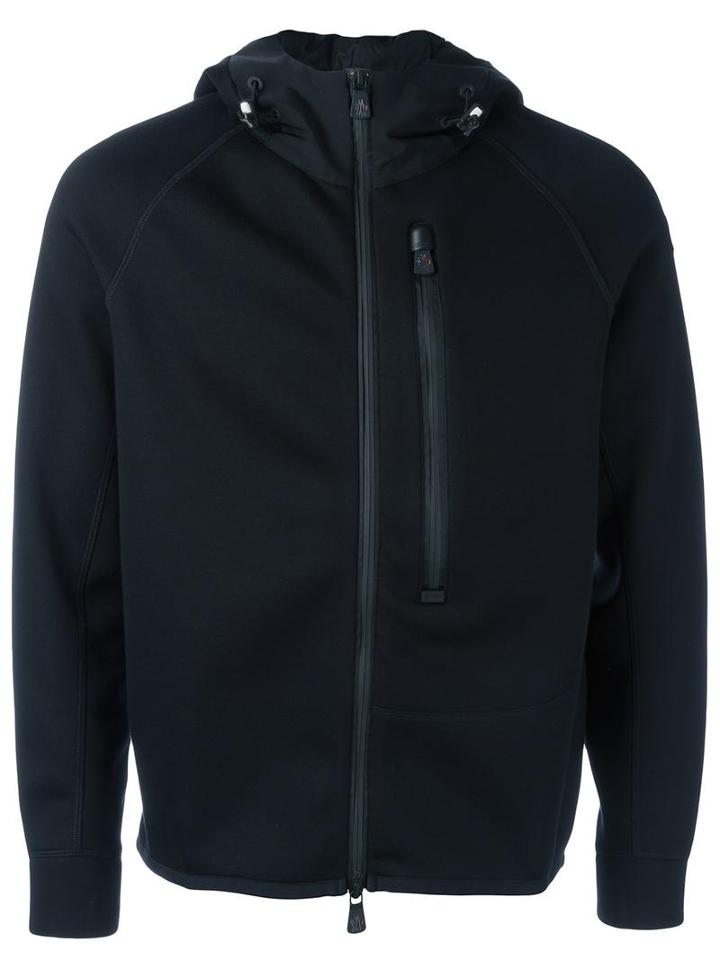 Moncler Grenoble Hooded Casual Jacket, Men's, Size: Large, Black, Modal/polyamide/polyester