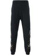Alexander Mcqueen Rose Embroidery Track Pants, Men's, Size: Xs, Black, Cotton/viscose/polyester