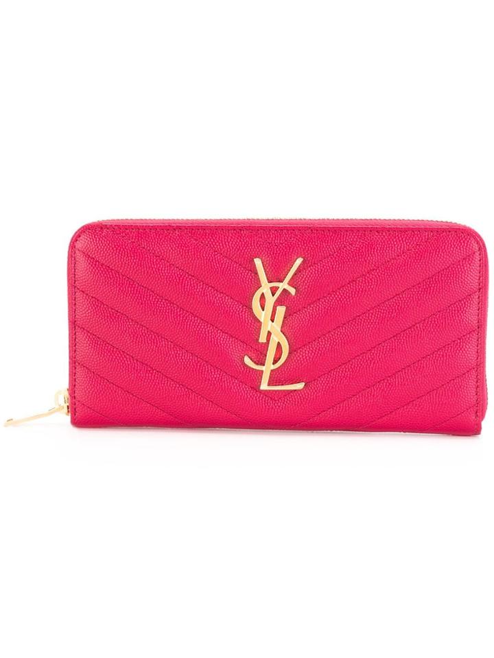 Saint Laurent Monogram Zip Around Wallet - Pink