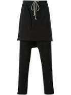 Rick Owens Drkshdw Overlay Drop-crotch Trousers, Men's, Size: L, Black, Cotton/rubber