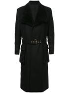 Balmain Military Belted Coat - Black