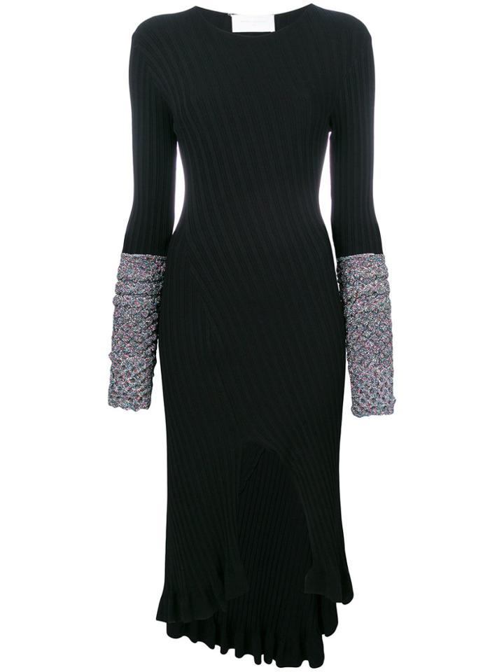 Esteban Cortazar Contrast-cuff Midi Dress - Black